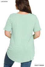 Load image into Gallery viewer, V-NECK HI-LOW HEM TOP (DUSTY GREEN)