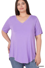Load image into Gallery viewer, V-NECK HI-LOW HEM TOP (LAVENDER)