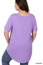 Load image into Gallery viewer, V-NECK HI-LOW HEM TOP (LAVENDER)
