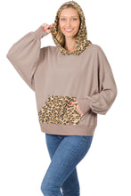 Load image into Gallery viewer, Soft French Terry Reverse Leopard Hoodie - Mocha/Brown