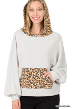 Load image into Gallery viewer, Soft French Terry Reverse Leopard Hoodie - Bone/Brown