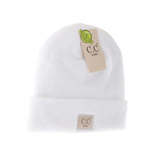 Load image into Gallery viewer, KIDS Soft Ribbed Leather Patch C.C. Beanie