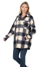 Load image into Gallery viewer, Oversized Yarn Dyed Plaid Longline Shacket - Navy