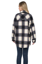 Load image into Gallery viewer, Oversized Yarn Dyed Plaid Longline Shacket - Navy