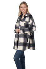 Load image into Gallery viewer, Oversized Yarn Dyed Plaid Longline Shacket - Navy