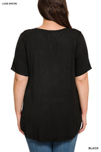 Load image into Gallery viewer, V-NECK HI-LOW HEM TOP (BLACK)
