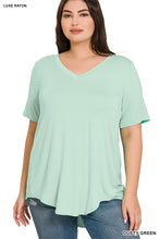 Load image into Gallery viewer, V-NECK HI-LOW HEM TOP (DUSTY GREEN)
