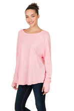 Load image into Gallery viewer, COTTON RAGLAN SLEEVE THUMBHOLE TOP (DUSTY PINK)
