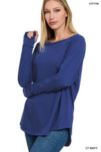 Load image into Gallery viewer, COTTON RAGLAN SLEEVE THUMBHOLE TOP (LT NAVY)
