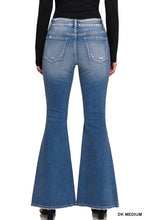 Load image into Gallery viewer, Distressed Flare Dark Wash Jeans

