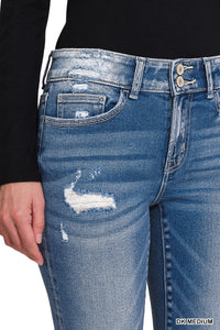 Distressed Flare Dark Wash Jeans