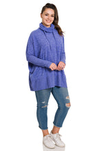 Load image into Gallery viewer, BRUSHED MELANGE HACCI COWL NECK SWEATER (BRIGHT BLUE)
