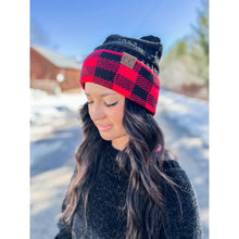 Load image into Gallery viewer, Buffalo Check Knit CC Beanie
