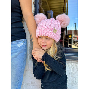 KIDS Cable Knit Double Matching Beanie