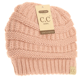 Kids Solid Fuzzy Lined CC Beanie