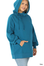 Load image into Gallery viewer, Side Tie Hoodie with Pocket (Teal)
