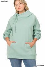 Load image into Gallery viewer, Side Tie Hoodie with Pocket (Lt Green)
