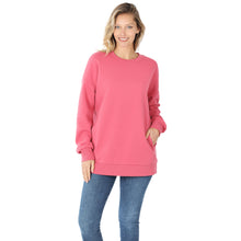 Load image into Gallery viewer, Swoop Neck Sweatshirt w/ Side Pockets - Rose
