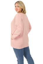 Load image into Gallery viewer, V-Neck Sweatshirt w/ Side Pockets - Cream Mauve
