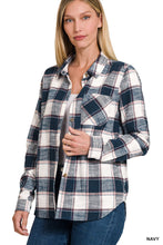 Load image into Gallery viewer, Plaid Shacket with Front Pocket (Navy)
