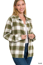 Load image into Gallery viewer, Plaid Shacket with Front Pocket (Olive)
