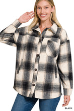 Load image into Gallery viewer, OVERSIZED YARN DYED PLAID LONGLINE SHACKET (BLACK)
