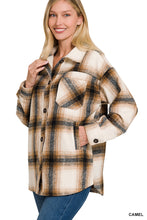 Load image into Gallery viewer, OVERSIZED YARN DYED PLAID LONGLINE SHACKET (CAMEL)
