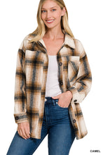 Load image into Gallery viewer, OVERSIZED YARN DYED PLAID LONGLINE SHACKET (CAMEL)
