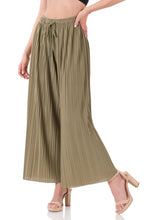 Load image into Gallery viewer, WOVEN PLEATED WIDE LEG PANTS WITH LINING (KHAKI)
