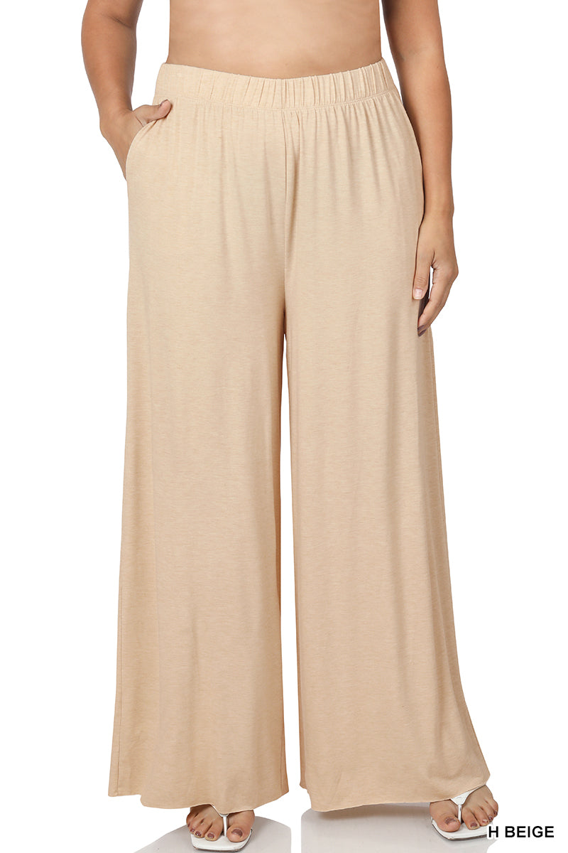 Wide Leg Pants with Pockets - H Beige