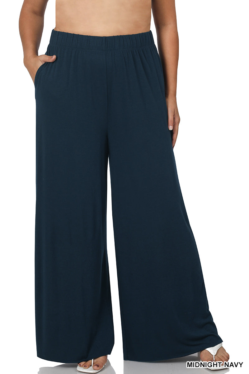 Wide Leg Pants with Pockets - Midnight Navy