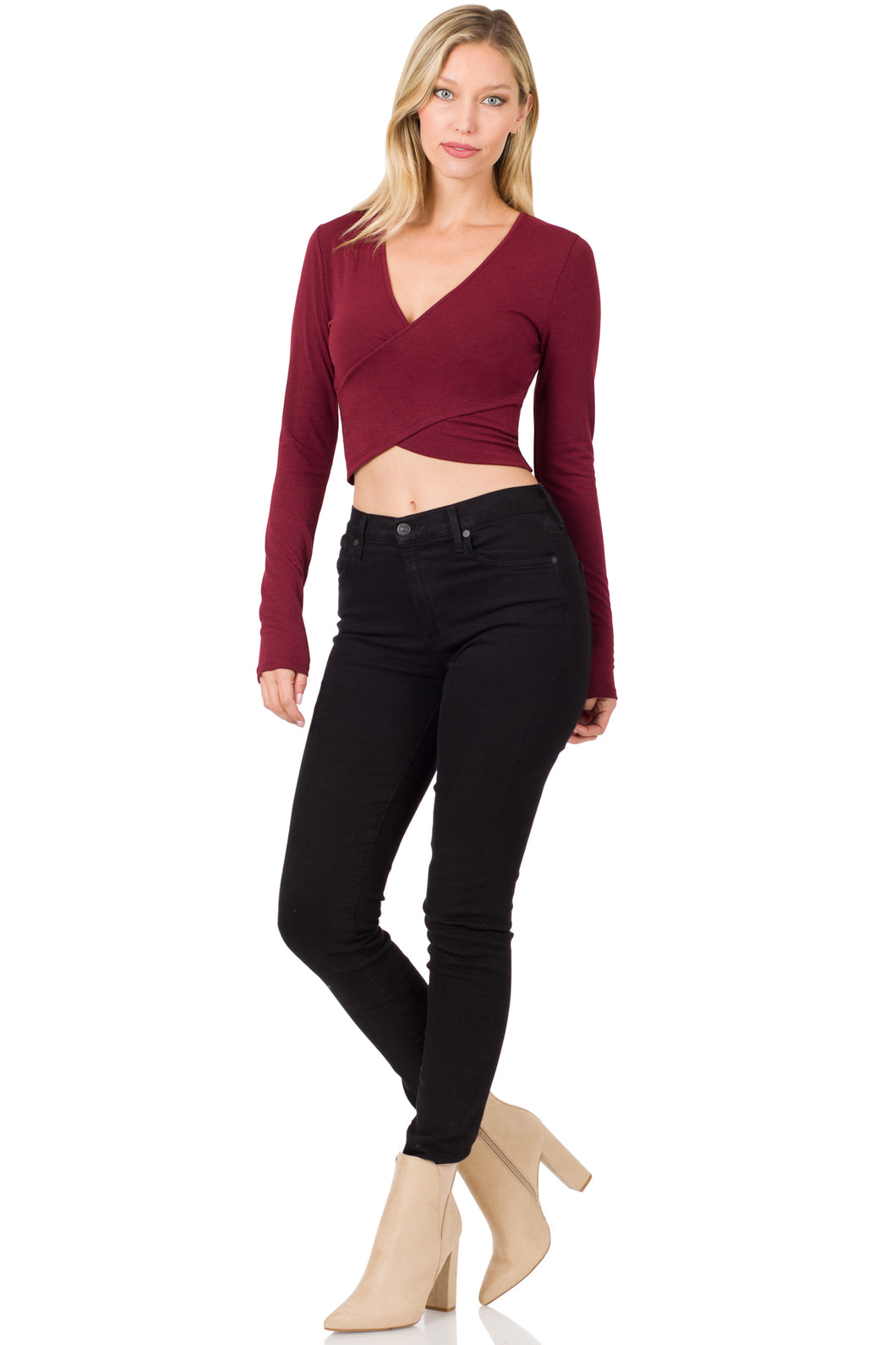 RIBBED TWIST FRONT TOP (Burgundy)