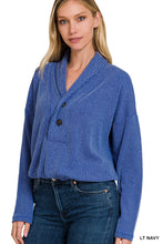 Load image into Gallery viewer, TEXTURED LINE ELASTIC WAIST PULLOVER TOP (LT NAVY)
