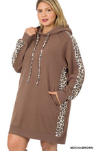 Load image into Gallery viewer, SIDE PANEL LEOPARD SOFT STRETCH HOODIE (MOCHA)
