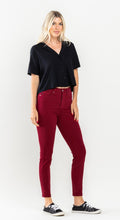 Load image into Gallery viewer, High Waist Tummy Control Garment Dyed Skinny (Scarlet)
