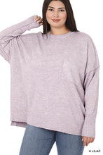 Load image into Gallery viewer, Melange HI-Low Hem pocket Sweater - H Lilac
