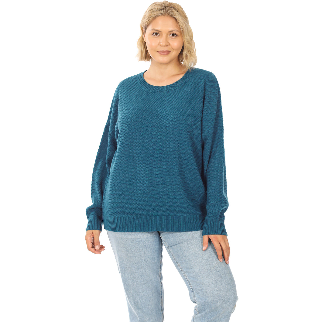 ROUND NECK BASIC SWEATER (DUSTY TEAL)