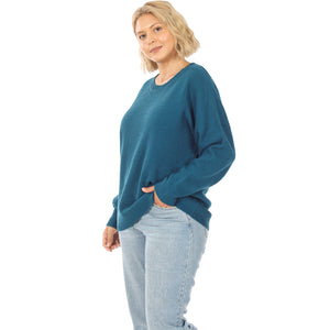 ROUND NECK BASIC SWEATER (DUSTY TEAL)