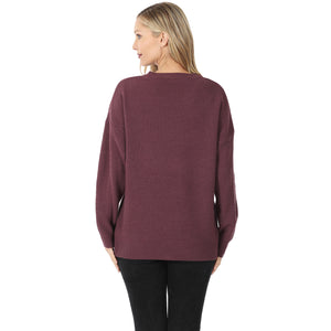 ROUND NECK BASIC SWEATER (EGGPLANT)