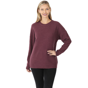 ROUND NECK BASIC SWEATER (EGGPLANT)