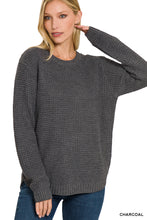 Load image into Gallery viewer, HI-LOW WAFFLE SWEATER (CHARCOAL)
