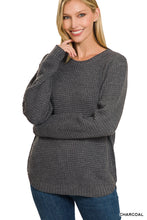 Load image into Gallery viewer, HI-LOW WAFFLE SWEATER (CHARCOAL)
