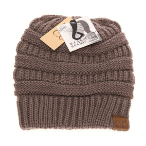 Fuzzy Lined Solid Classic CC Beanie Tail