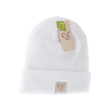 Load image into Gallery viewer, KIDS Soft Ribbed Leather Patch C.C. Beanie
