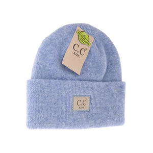 KIDS Soft Ribbed Leather Patch C.C. Beanie