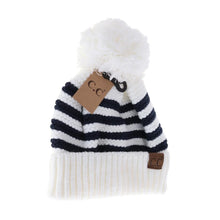 Load image into Gallery viewer, Knit Pom Striped C.C Beanie
