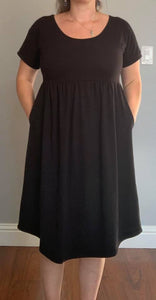 Solid Black Dress with Pockets