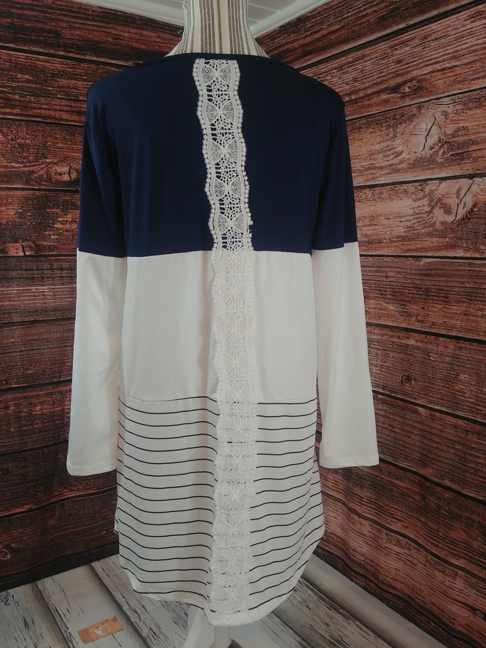 Navy Block Top w/ Lace