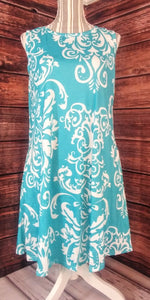 Sleeveless Blue Flor-de-lie Dress