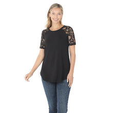 Load image into Gallery viewer, Lace Sleeve Top (Black)
